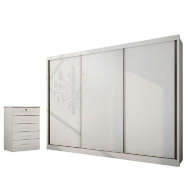 Imagem de Guarda Roupa Casal Londres E Gaveteiro Suiça Neve - Horizonte