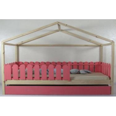 Imagem de Bicama Montessoriana Solteiro Frente Casinha Colorida Madeira Maciça P