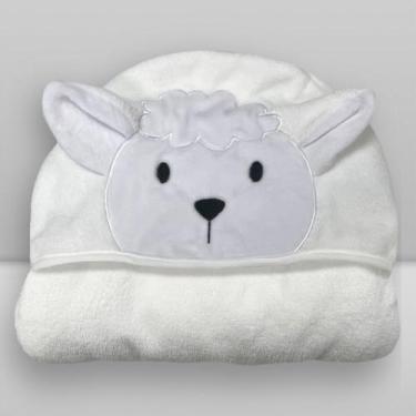 Imagem de Toalha de Banho Baby Donna Laço Bebê Animada, 70x100, Ovelha branco