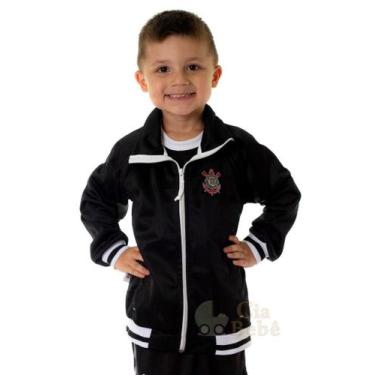 Imagem de Jaqueta Infantil Corinthians Preta Oficial, Preto, Tam 8