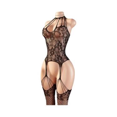 Imagem de Body De Renda Sexy Feminino Com Abertura Na Virilha, Lingerie De Malha