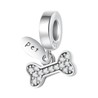 Imagem de Pingente De Osso Com Pegada De Cachorro Em Prata Esterlina 925 Para Pu