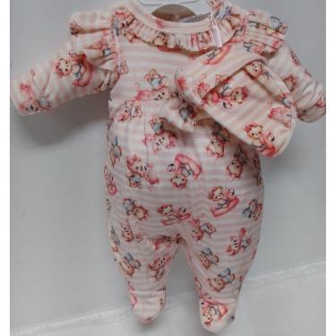 Imagem de Macacão Bebê Menina PLush Luxo Ursinhos + Touca Lessa 9372-Feminino