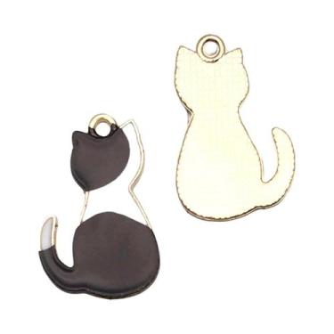 Imagem de Pingentes De Gato Em Estilo Cartoon 16x25mm, Charms De Esmalte Para DI
