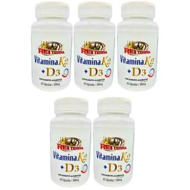 Imagem de 5x Vitamina K2 + Vitamina D3 60 Cápsulas 500mg - Rei Terra