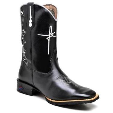 Imagem de Bota Country Texana Masculina Couro Bordado Fé Cano Alto-Masculino