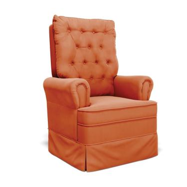 Imagem de Poltrona De Amamentação Laura Com Balanço Veludo Terracota Encosto Alto Ferrugem Tb125 D'Rossi