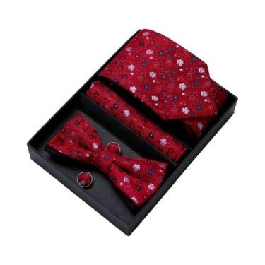 Imagem de Conjunto De Gravata Borboleta, Abotoaduras E Lenço De Bolso Prateado C