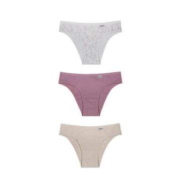 Imagem de Kit de 3 Calcinhas DelRio 51354 Biquíni, P, Floral, New nude, Nature
