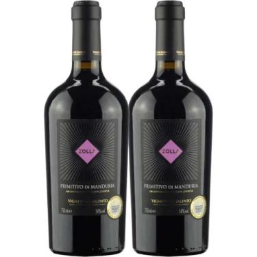 Imagem de Kit 2 Garrafas Vinho Tinto Zolla Primitivo Di Manduria 750ml