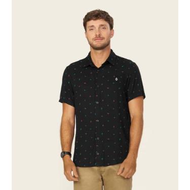Imagem de Camisa Masculina Viscose Estampada Diamentro Preto - Diametro, G, Pret
