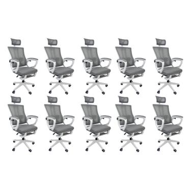 Imagem de Kit 10 Cadeiras De Escritório Presidente Oficial Paris Cinza 10