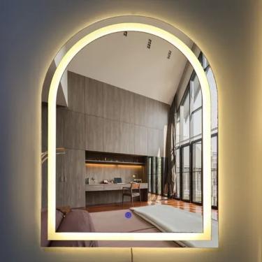 Imagem de Espelho Iluminado para Penteadeira Espelho Brillare Oval 80CM X 60CM Jateado 3 Tons de LED 3 em 1