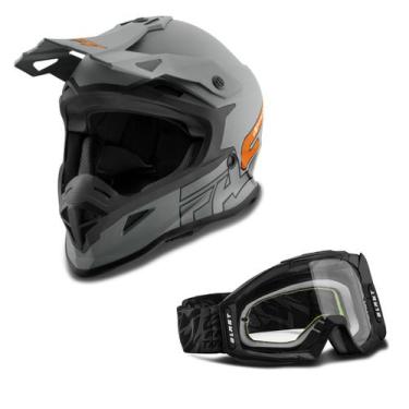 Imagem de Kit Capacete Pro Tork Fast 788 Grey Fosco + Óculos Pro Tork Blast Verd