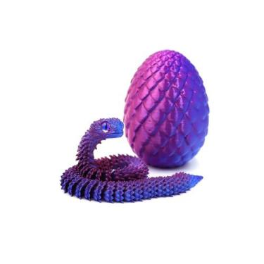 Imagem de Brinquedo Articulado Cobra Dragão com Ovo  Flexível Anti-Stress e Deco