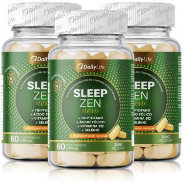 Imagem de 3x Sleep Zen Suplemento 60comp Triptofano Acido Folico Mastigavel Sem 