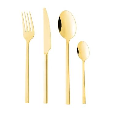 Imagem de WOLFF - Faqueiro 24 Peças de Aço Inox Firenze Dourado - Jogos de Talheres - Mesa Posta...