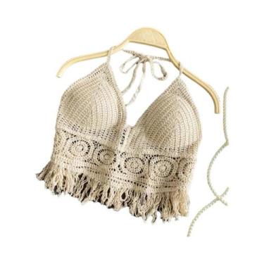 Imagem de Colete Feminino Boho com Franjas e Bordado - Decote Halter e Amarração