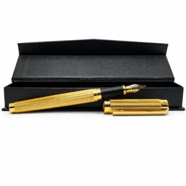 Imagem de Caneta tinteiro executiva pena dourada 0,5mm luxo e caixa - LUYKE