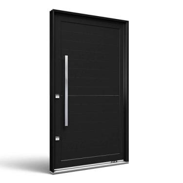 Imagem de Porta Pivotante de Aluminio com Puxador de 1 metro 225x130 Preto Lucas