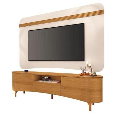 Imagem de Rack Bancada Elara Cinamomo com Painel Armony Off White Cinamomo - HB 