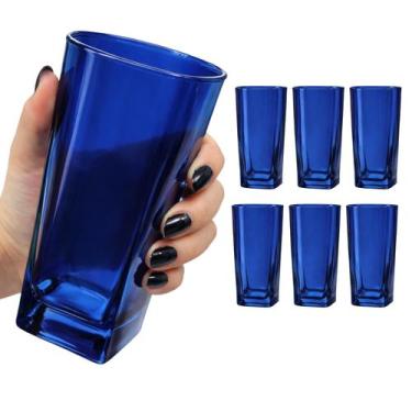 Imagem de Jogo 6 Copos Alto De Vidro Grosso 280ml Quadrado Liso Luxo - Haüskraft