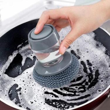 Imagem de Esponja Palha de Aço com Dispenser de Detergente Prático - Genérico