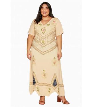 Imagem de Vestido Indiano Bordado Longo Bege - Loja da Índia, 4G
