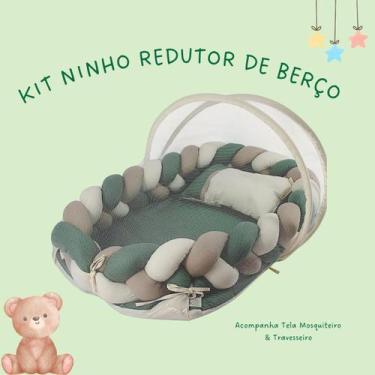 Imagem de Ninho Trança com Mosquiteiro Travesseiro 100% Algodão Verde Musgo - ma