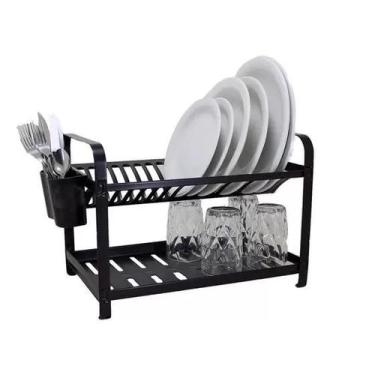 Imagem de Escorredor de Louça 16 Pratos Aço Inox Preto Não Enferruja - Mak-inox