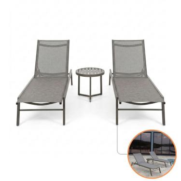 Imagem de Kit Relax 2 Espreguiçadeiras Piscina Verona Tela Textilene Alumínio Reclinável Fendi Nossa Kasa