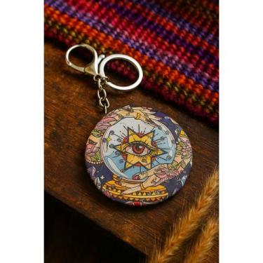 Imagem de Espelho de bolso/bolsa redondo olho mistico stelar e tarô - ENCANTAR