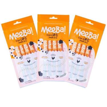 Imagem de Kit 3 Meeba Snack Natural Úmido Cremoso Frango 12 Sachê 14g