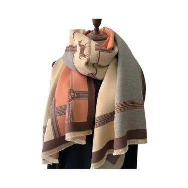 Imagem de Cachecol Feminino Grosso E Quente De Caxemira Pashmina Estampado 2023 