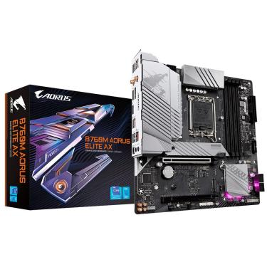 Imagem de Placa Mãe Gigabyte B760M AORUS Elite AX com Wi-Fi 6 e Bluetooth 5.2 DDR5 Micro ATX LGA 1700 RGB
