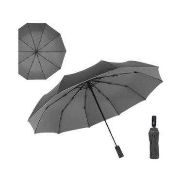 Imagem de Guarda-Chuva Automático Duplo e Resistente ao Vento - NONE, Cinza, fer