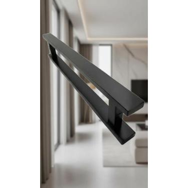 Imagem de Puxador Duplo Inox Preto Retangular 70cm para Portas - Congratulations