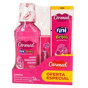 Imagem de Kit Carmed Fini Beijos 3 Itens Higiene Bucal Hidratante - Cimed
