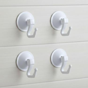 Imagem de Kit 4 Cabides com Ventosa Gancho de Parede Sem Furo - SUTT, Branco