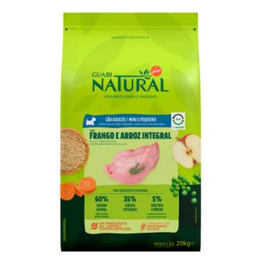 Imagem de Ração Guabi Natural para Cães Adultos de Porte Mini e Pequeno Sabor Frango e Arroz Integral - 20KG