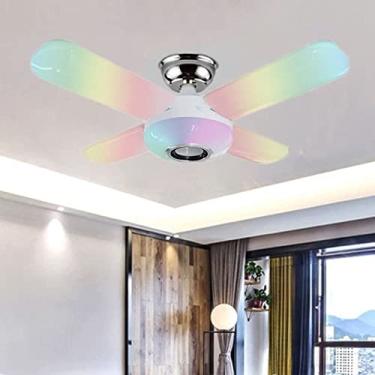 Imagem de Lâmpada Formato Ventilador 4 Paletas Luzes RGB E Bluetooth 36w