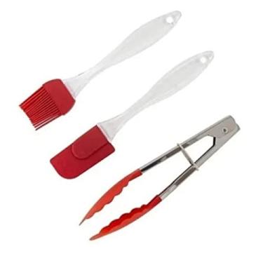 Imagem de Pinça Pegador Culinário + Espátula + Pincel Silicone
