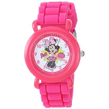 Imagem de Disney Relógio infantil Minnie Mouse com pulseira de silicone de quartzo analógico Professor de plástico, rosa