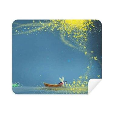 Imagem de Pano de limpeza de tela para telefone com luz noturna silenciosa barco fada fada pano de limpeza 2 peças tecido de camurça