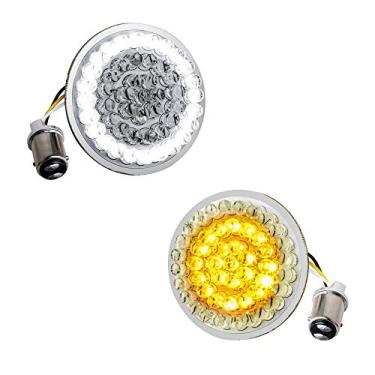 Imagem de NTHREEAUTO Luzes LED de 5 cm estilo bala de seta frontal 1157 painel compatível com Harley Dyna, Sportster