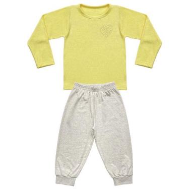 Imagem de Pijama Infantil Look Jeans Longo Amarelo - Amarelo - 01