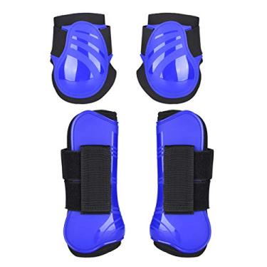 Imagem de Perneiras de cavalo, forro de neoprene de guarda-pernas de cavalo antifricção com almofada interna elástica para terras agrícolas(azul, Um conjunto de meios)