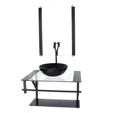 Imagem de GABINETE DE VIDRO PARA BANHEIRO 60CM AP CUBA REDONDA PRETO