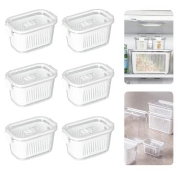 Imagem de Kit 6 Potes Pequenos Herméticos Slim Com Travas e Cesto Multiuso Cor: Branco