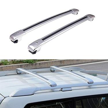 Imagem de UDP-Auto 2 peças serve para Land Cruiser Prado FJ150 2010-2020 barra transversal ajustável barra transversal trilho de telhado para bagagem, barra de rack de teto com trava - prata